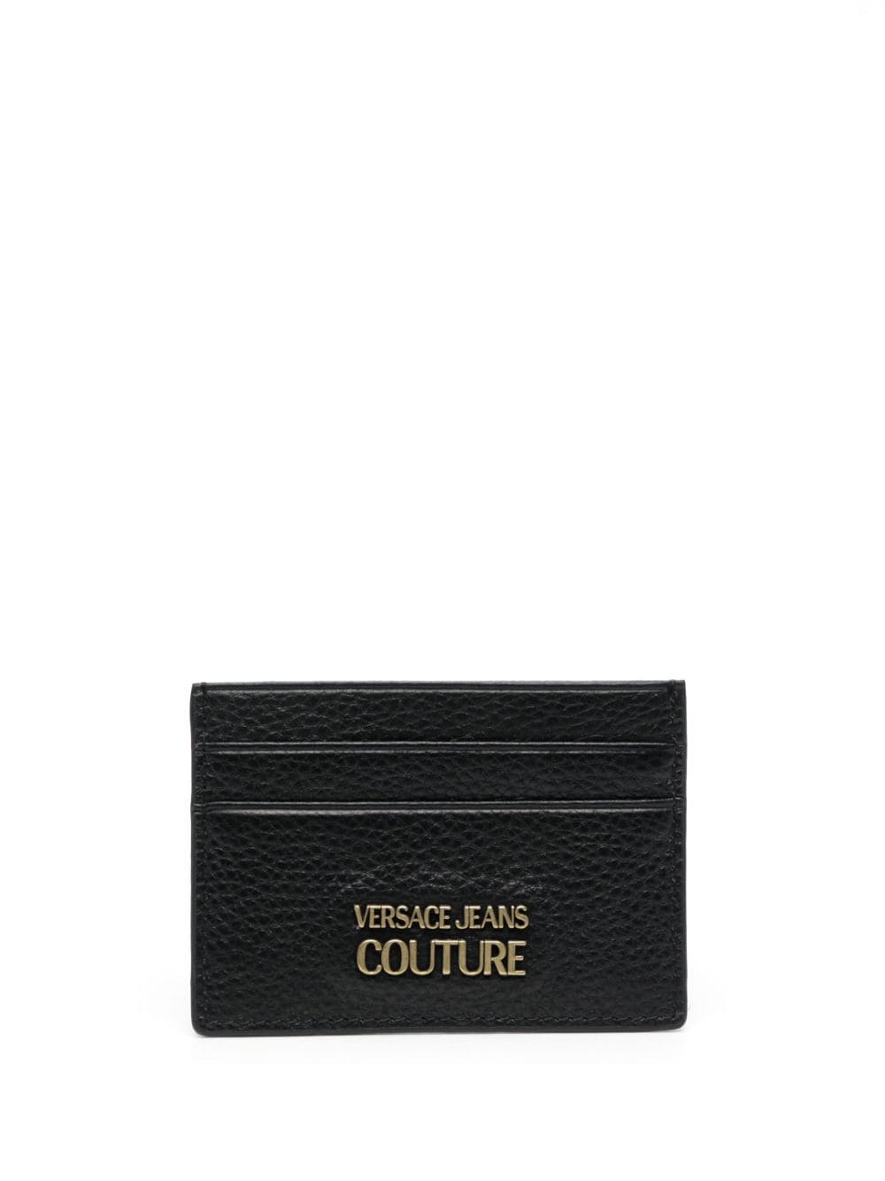 logo-plaque leather cardholder