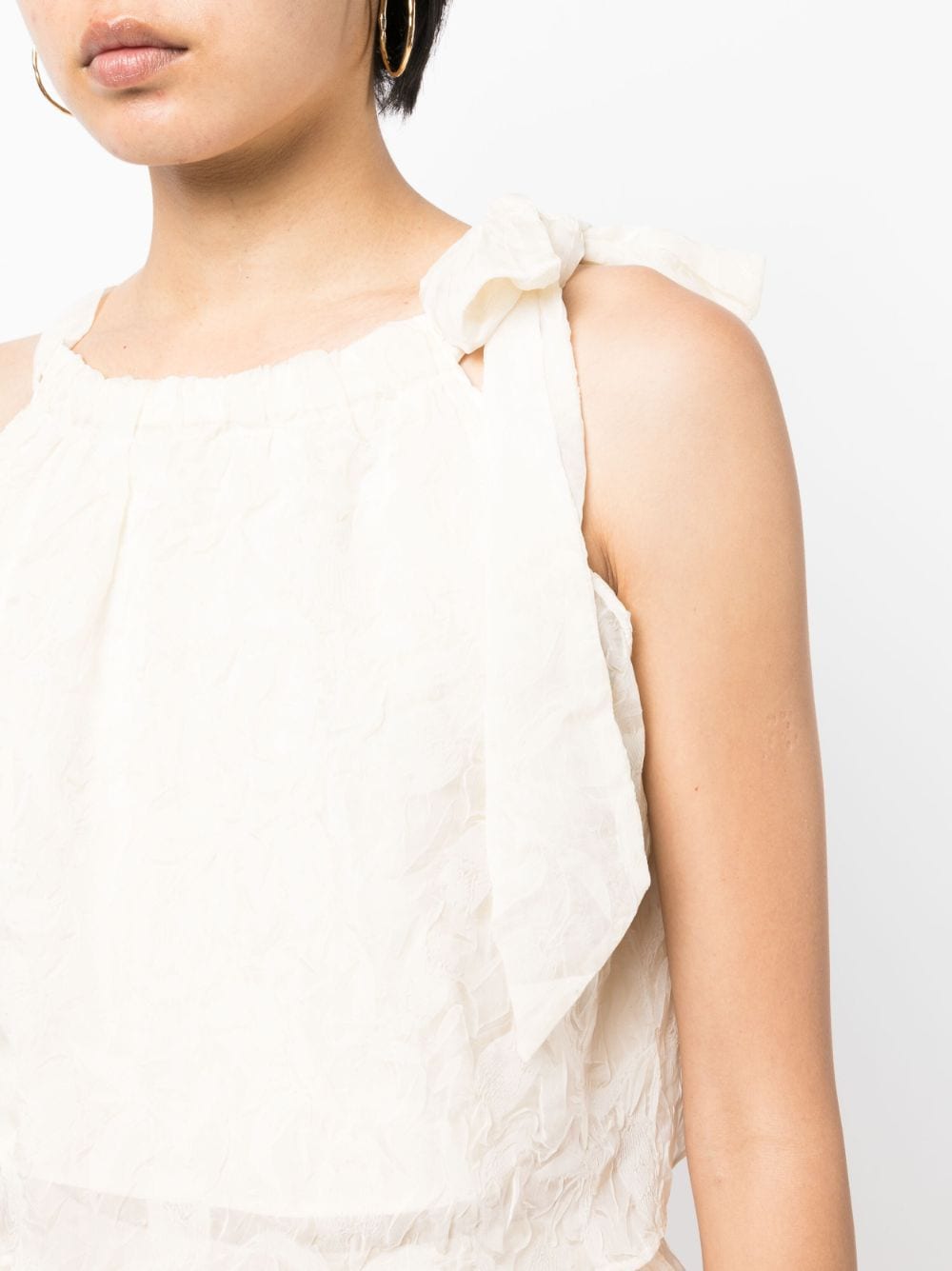 Shop B+ab Crinkled-finish Sleeveless Blouse In Neutrals