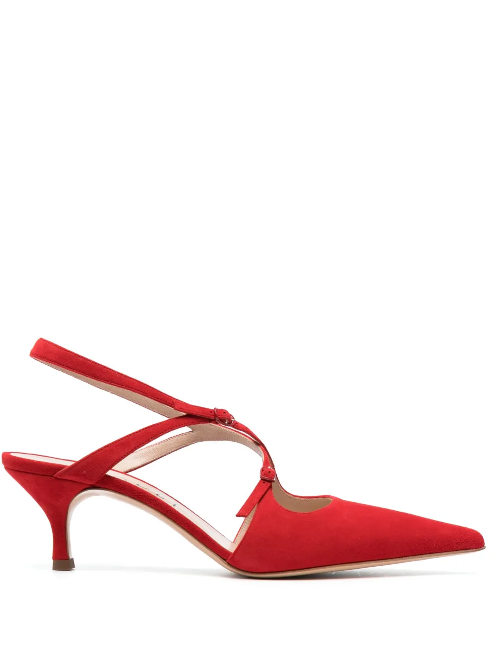 Casadei Anna Kitten Suede Slingback - Woman Pumps Red Square 37 In Red