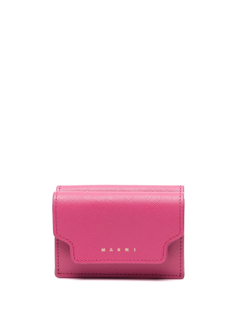 Marni Tri-fold Leather Wallet In Pink