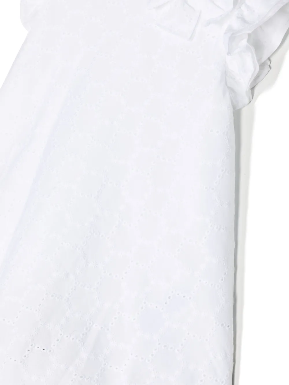 Shop Il Gufo Ruffle-cuffs Embroidered Cotton Dress In White