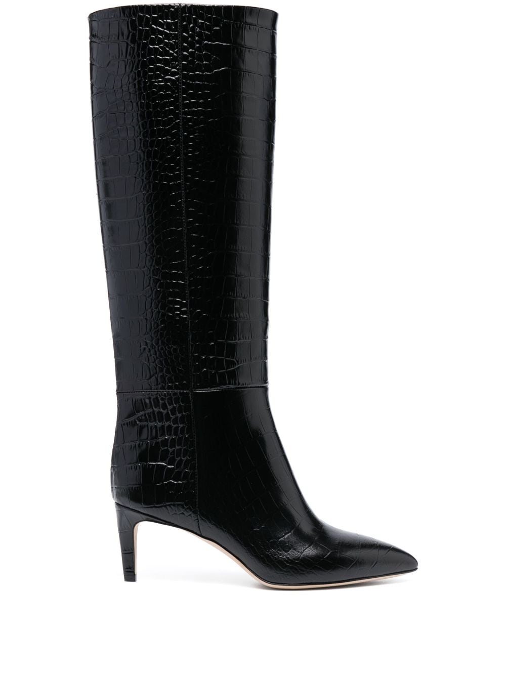 Paris Texas Stiletto 80mm Crocodile-effect Leather Boots In Black