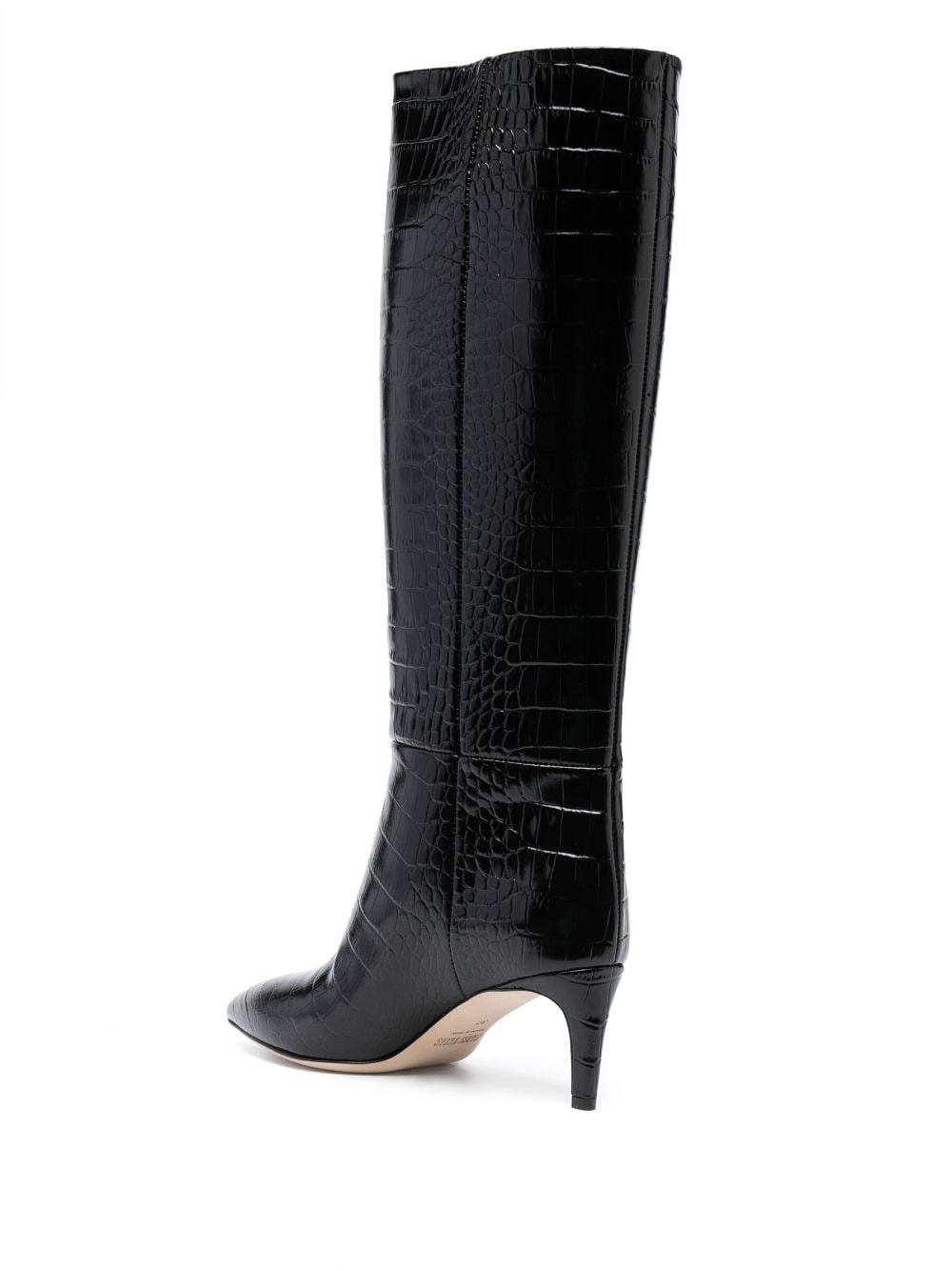 Shop Paris Texas Stiletto 80mm Crocodile-effect Leather Boots In Black