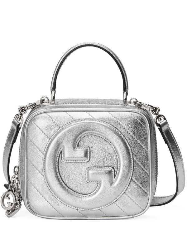 Gucci Blondie small shoulder bag in metallic silver leather