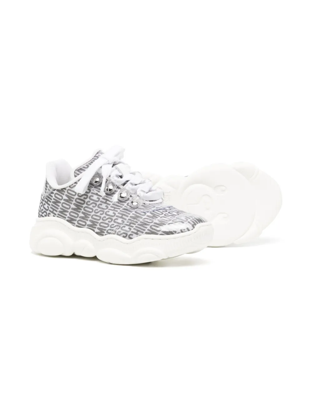 Moschino Kids Sneakers met logoprint - Grijs