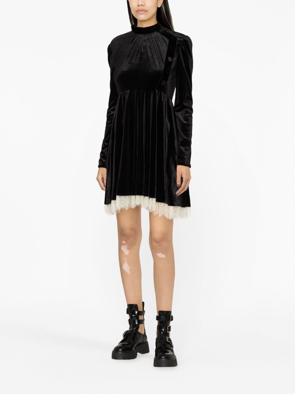Shop Philosophy Di Lorenzo Serafini Pleated Velvet Dress In Schwarz
