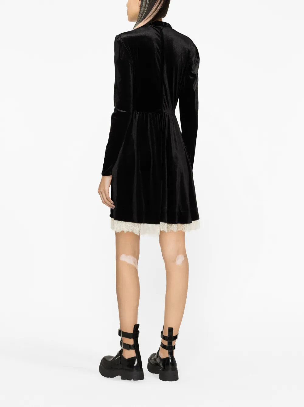 Shop Philosophy Di Lorenzo Serafini Pleated Velvet Dress In Schwarz