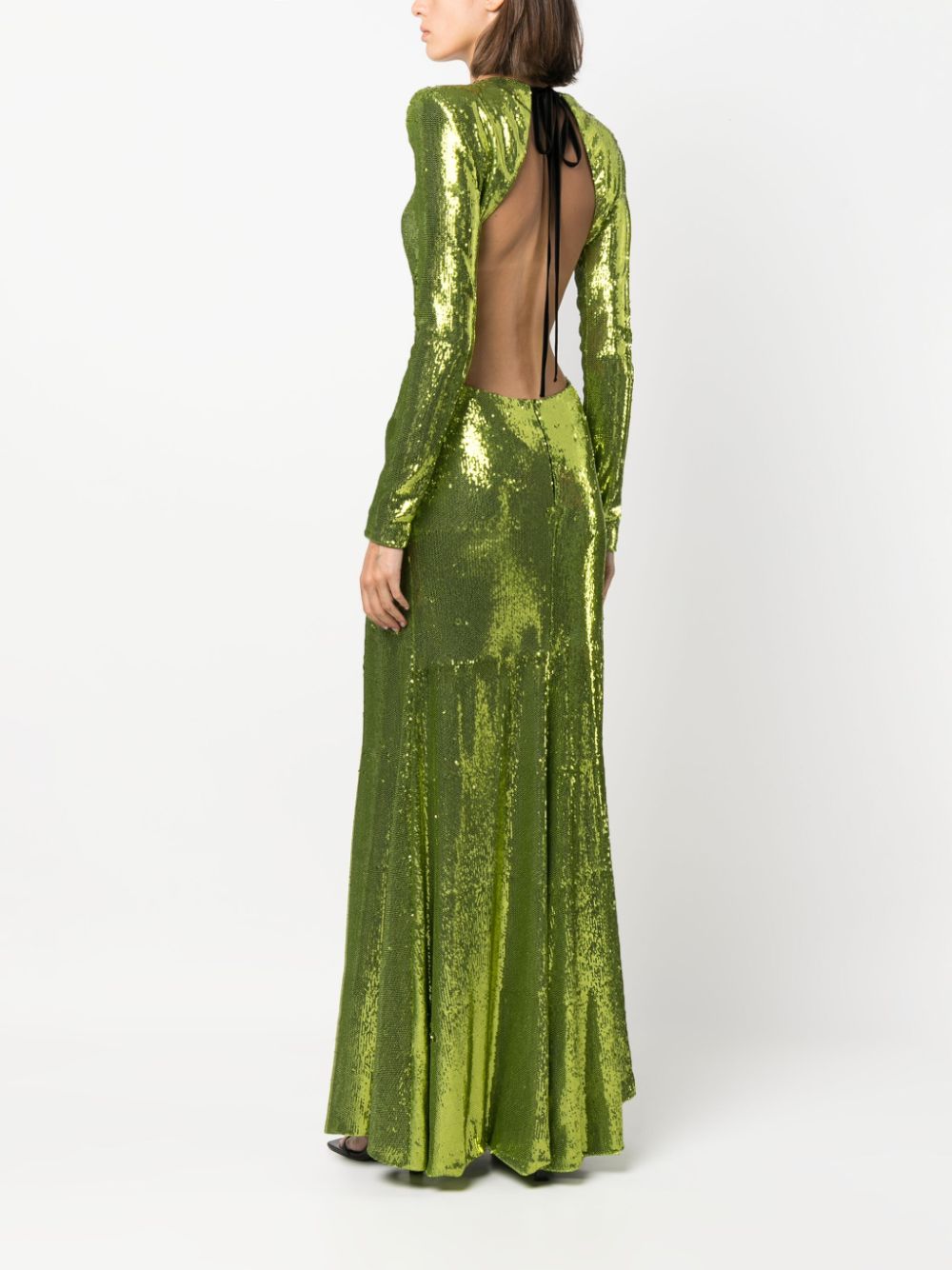 Shop Philosophy Di Lorenzo Serafini Sequined Open-back Dress In Green