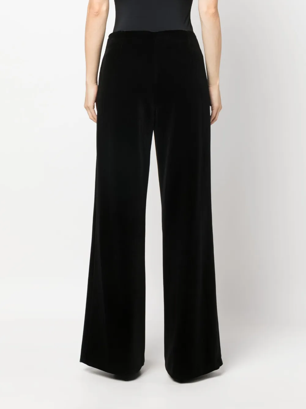 Shop Philosophy Di Lorenzo Serafini Wide-leg Velvet Trousers In Black