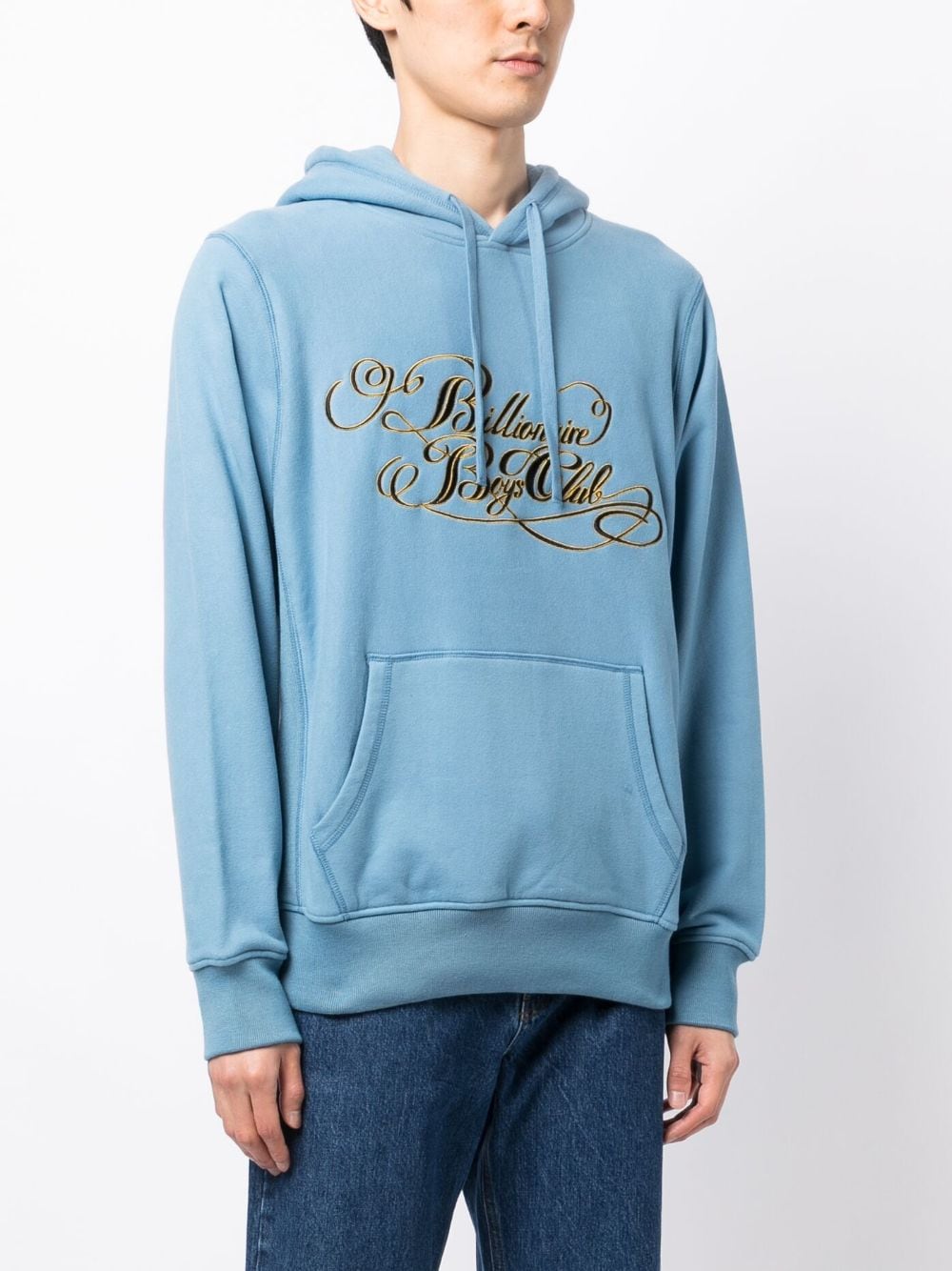 Shop Billionaire Boys Club Logo-print Cotton Hoodie In Blue