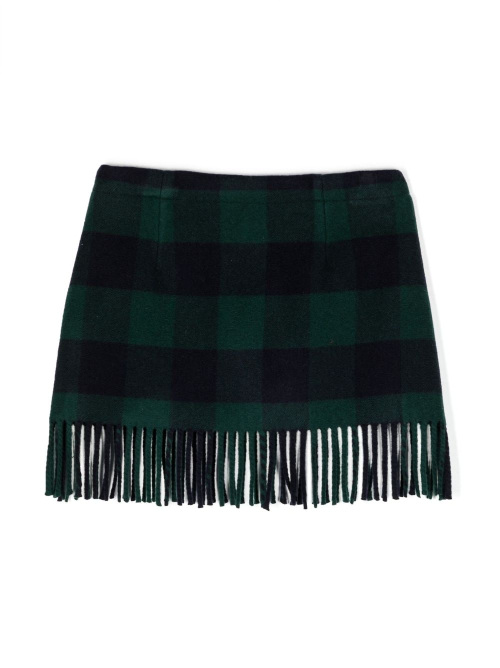 Il Gufo check-pattern fringed-edge skirt - Groen