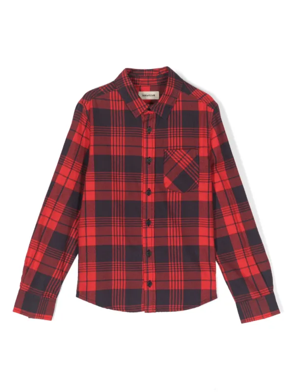 red and black check shirt for girls