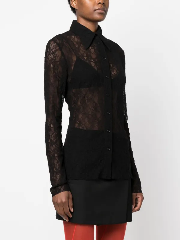 Philosophy Di Lorenzo Serafini semi-sheer Lace Shirt | Black