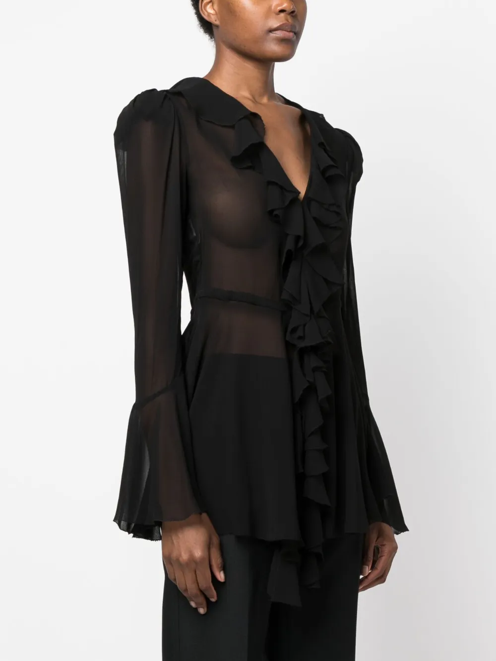 Black best sale ruffle blouse