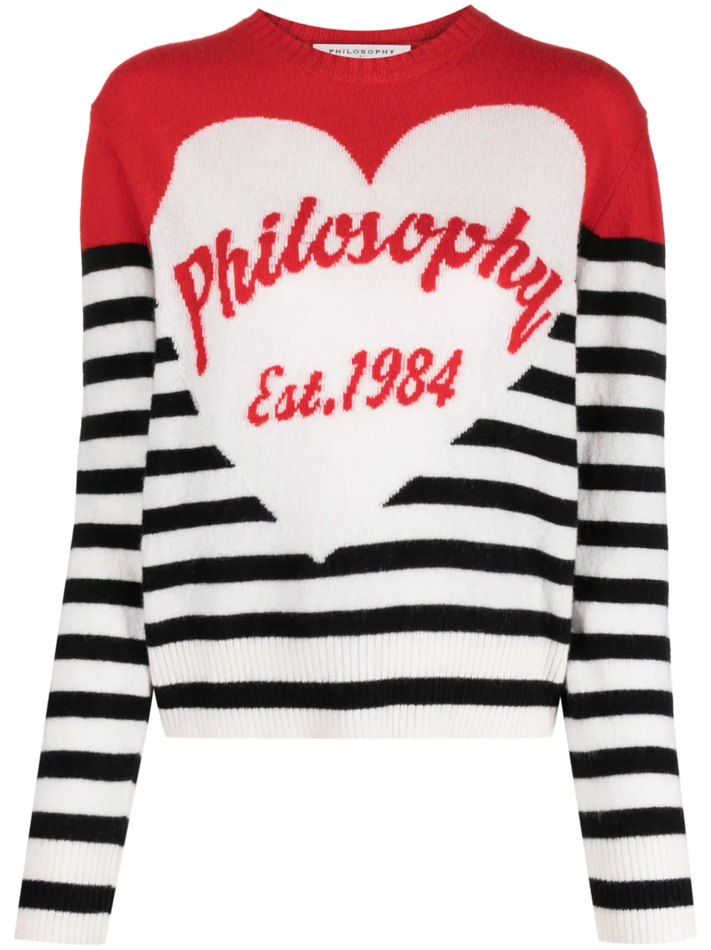 Philosophy Di Lorenzo Serafini Intarsia-logo Striped Sweatshirt In White