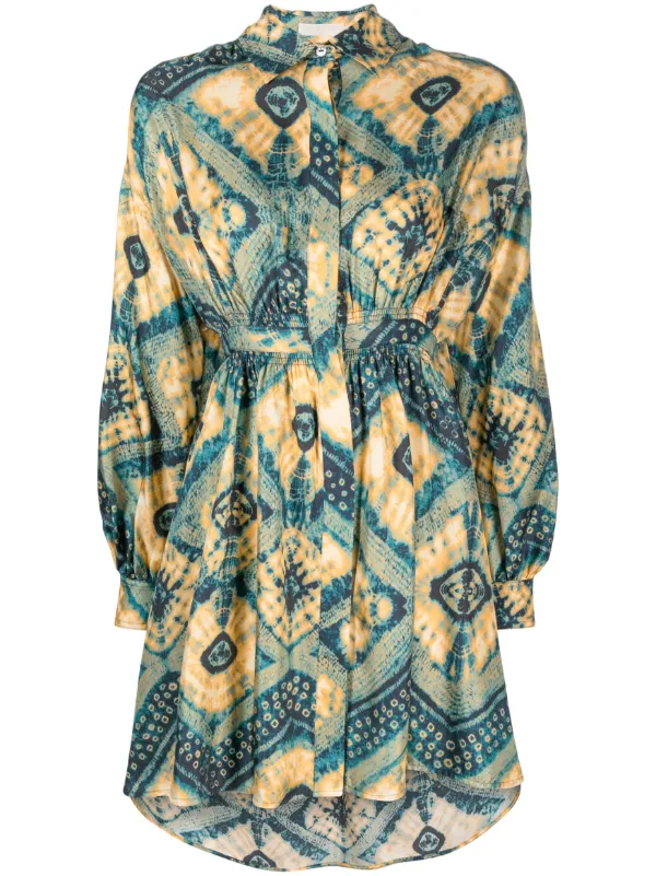 Ulla Johnson Jude Diamond-print Shirt Dress in Blue