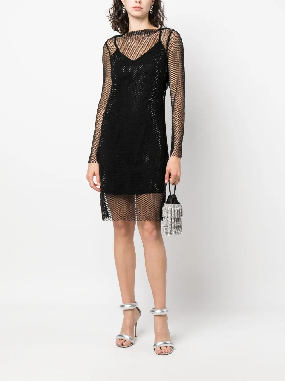  Max Mara Mesh Layered Minidress - Black 