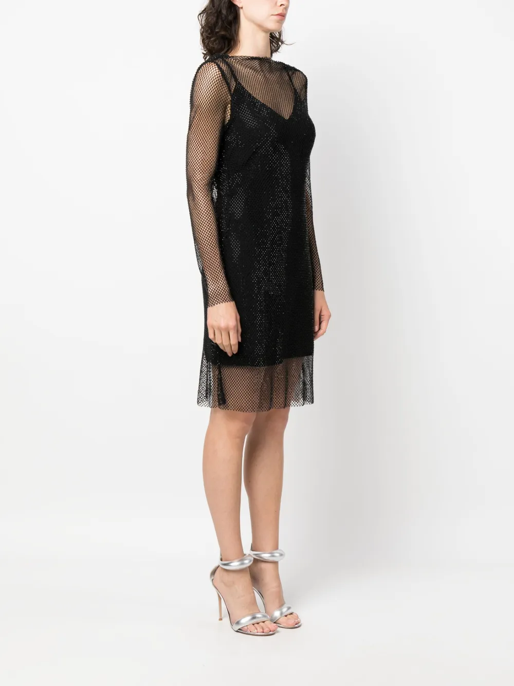  Max Mara Mesh Layered Minidress - Black 