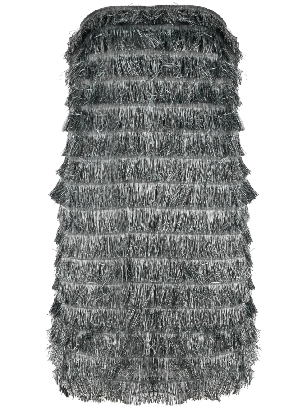 Alberta Ferretti fringed strapless short dress