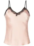 Alberta Ferretti lace-trim satin blouse - Pink