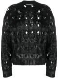 Alberta Ferretti open-knit crew-neck jumper - Black