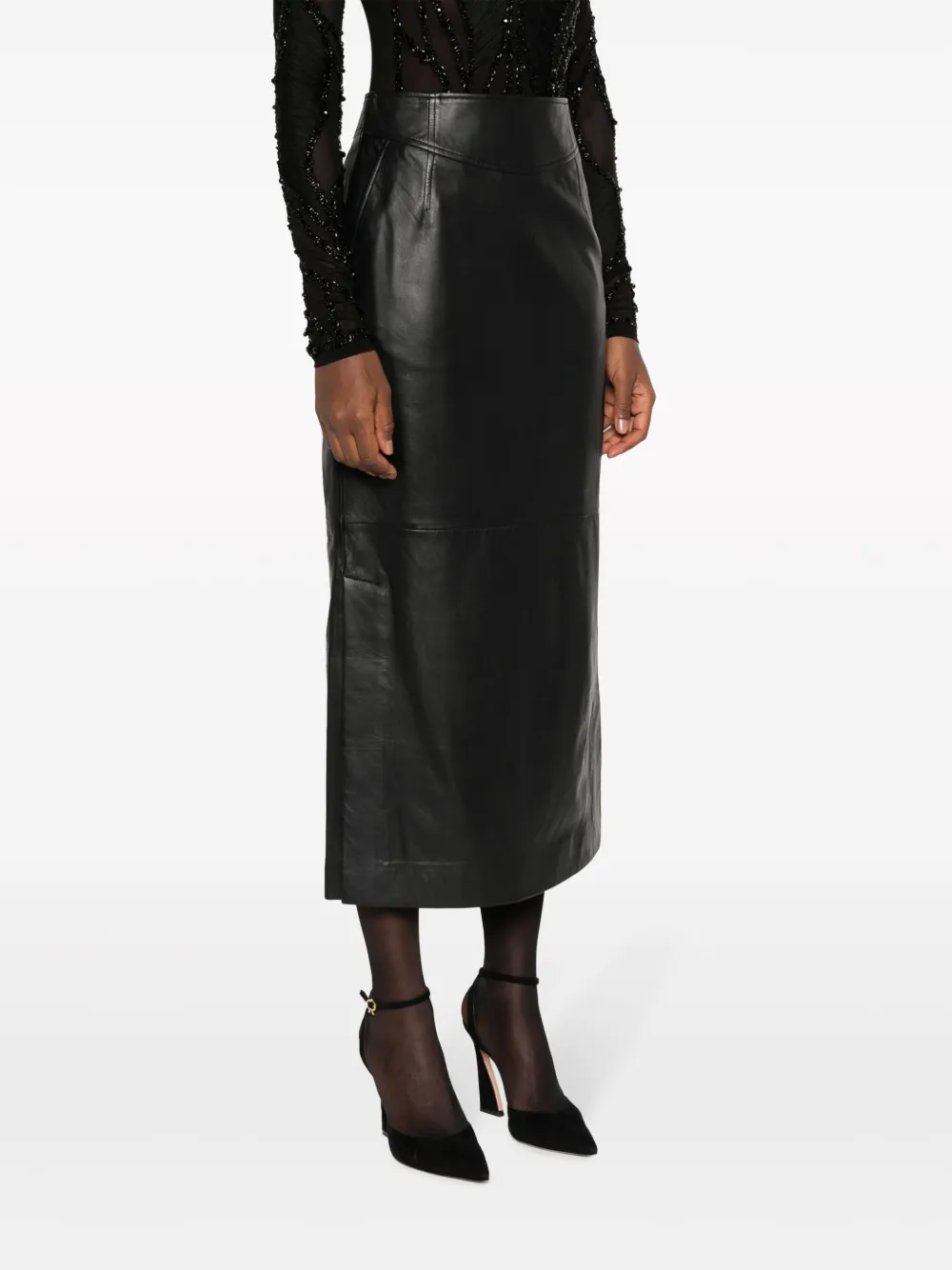Alberta Ferretti High waist midi-rok Zwart