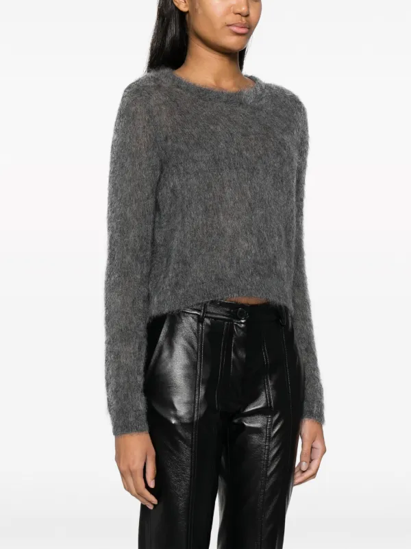 Cropped grey knitted on sale jumper