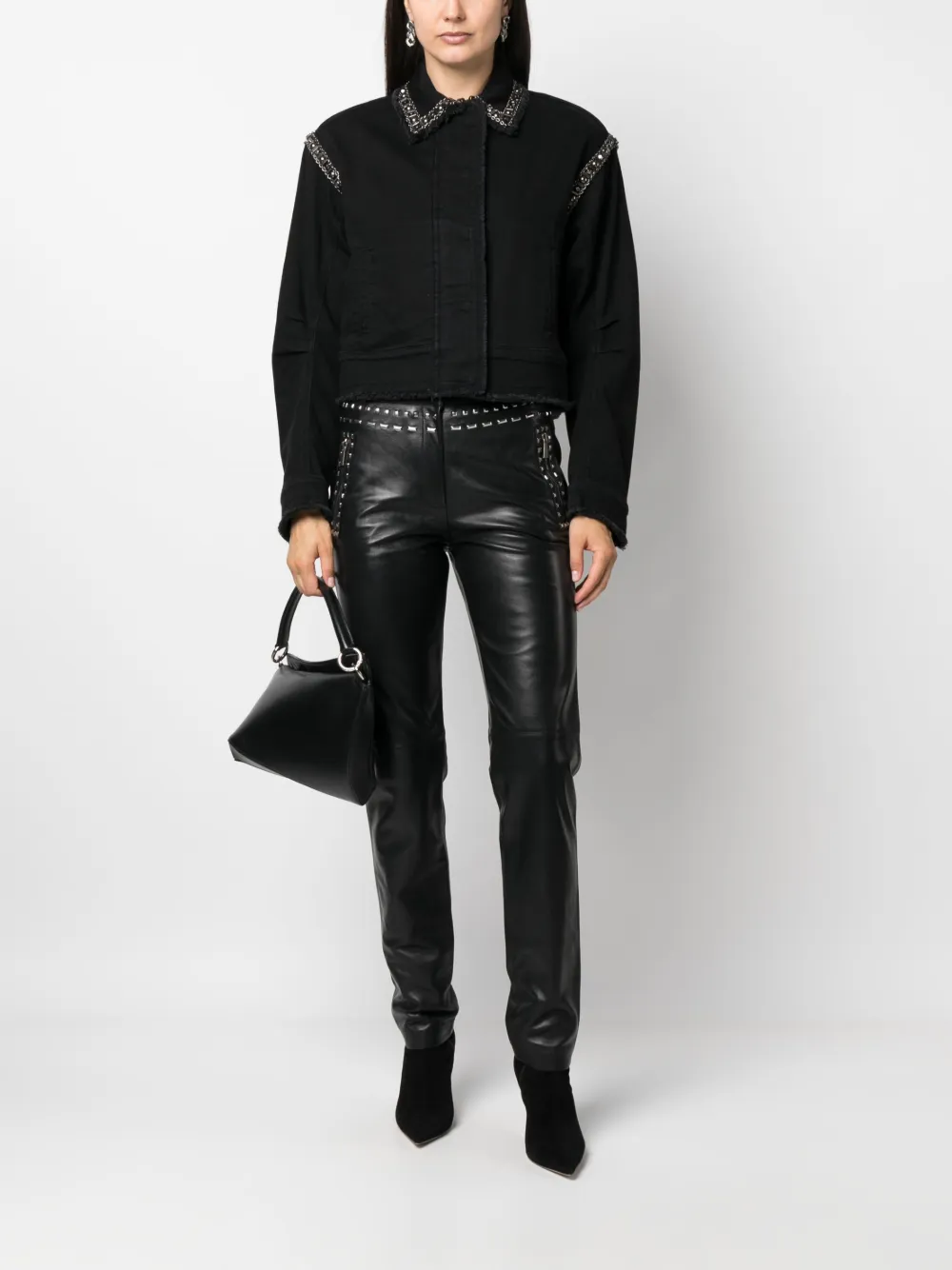 Alberta Ferretti Leren broek - Zwart