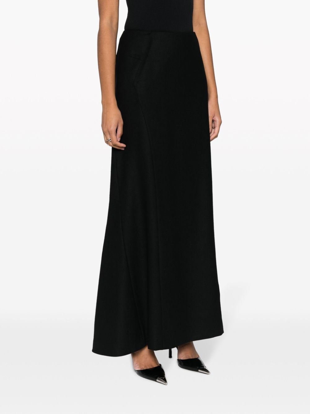 Shop Alberta Ferretti Virgin-wool A-line Skirt In Black