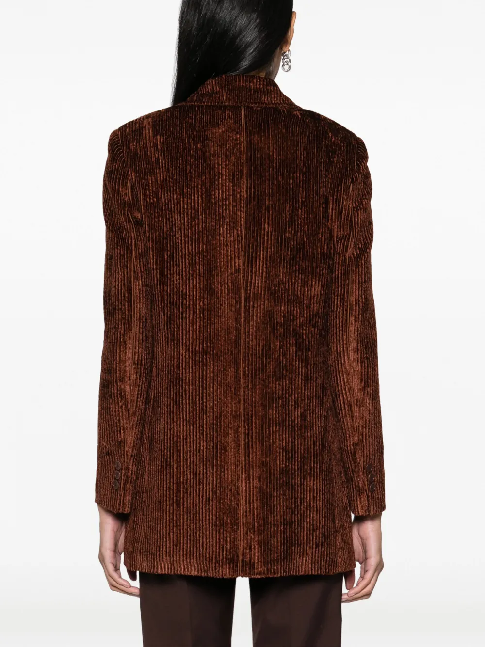 Shop Alberta Ferretti Corduroy Single-breasted Blazer In Brown