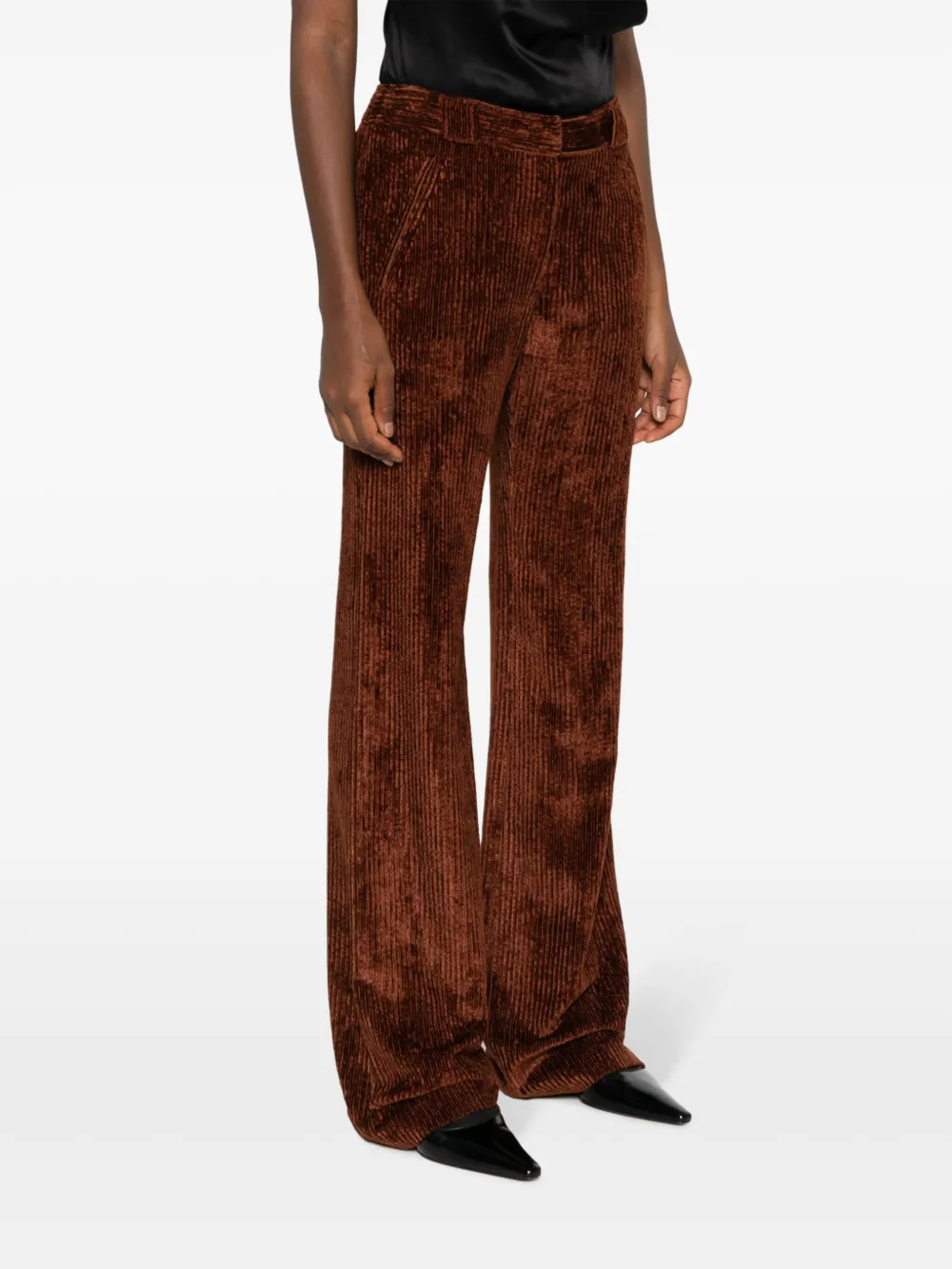 Alberta Ferretti Ribfluwelen broek Bruin
