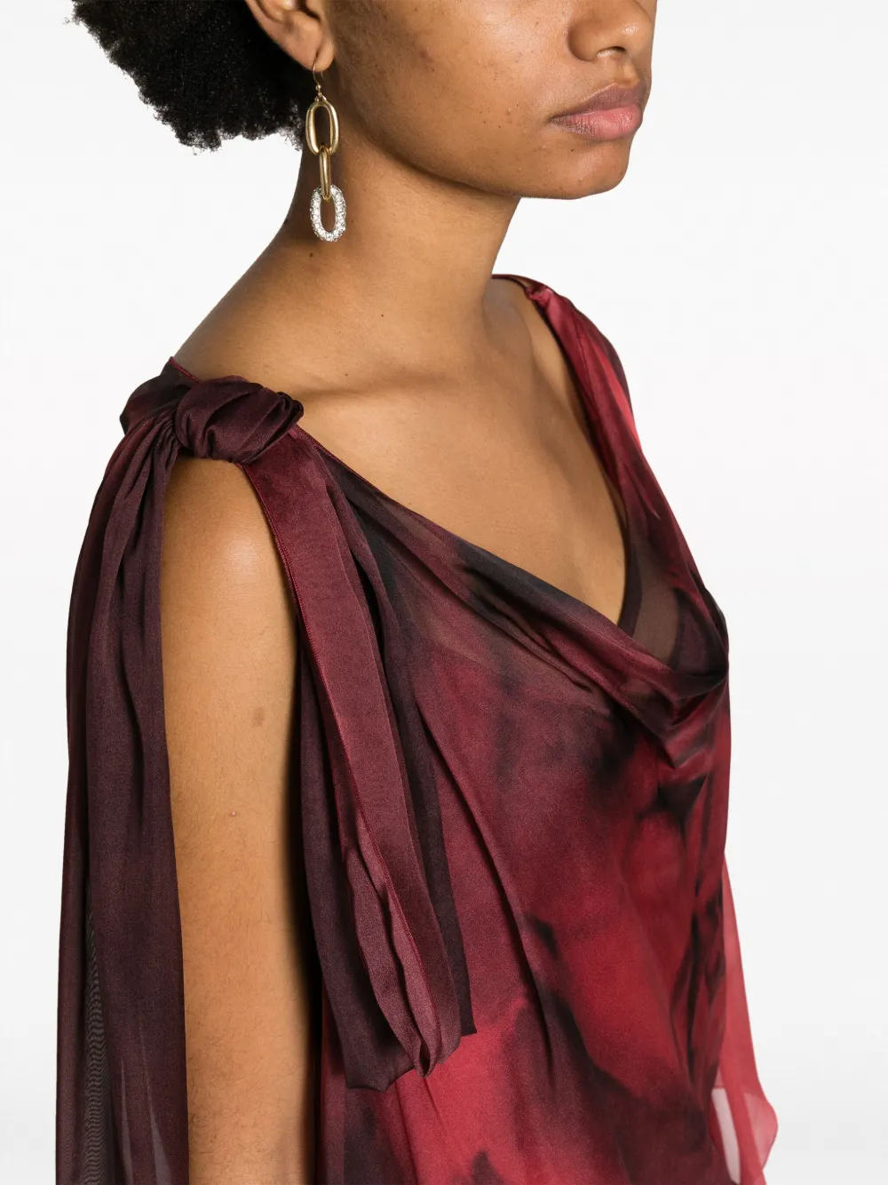 Alberta Ferretti Zijden maxi-jurk met bloemenprint Rood
