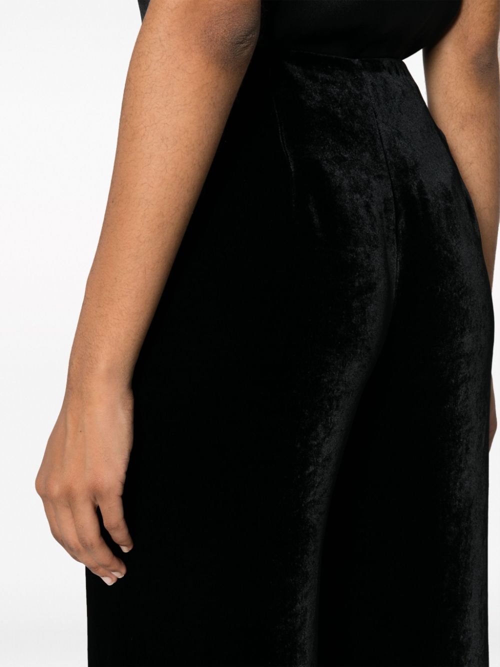 Shop Alberta Ferretti Velvet High-waist Trousers In Black