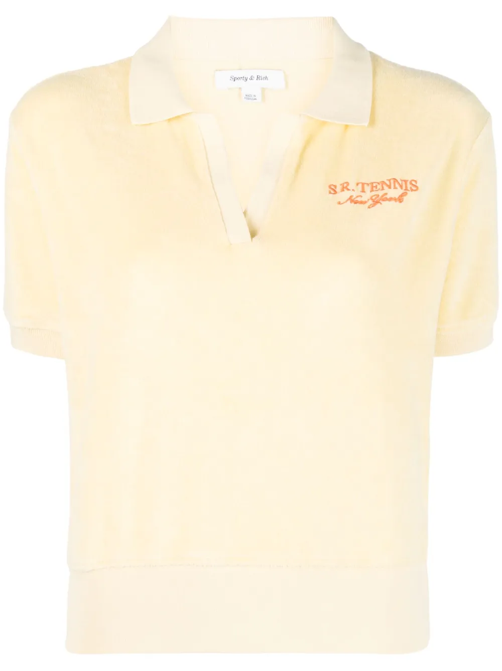 Sporty And Rich Logo-embroidery Cotton Polo Shirt In Yellow