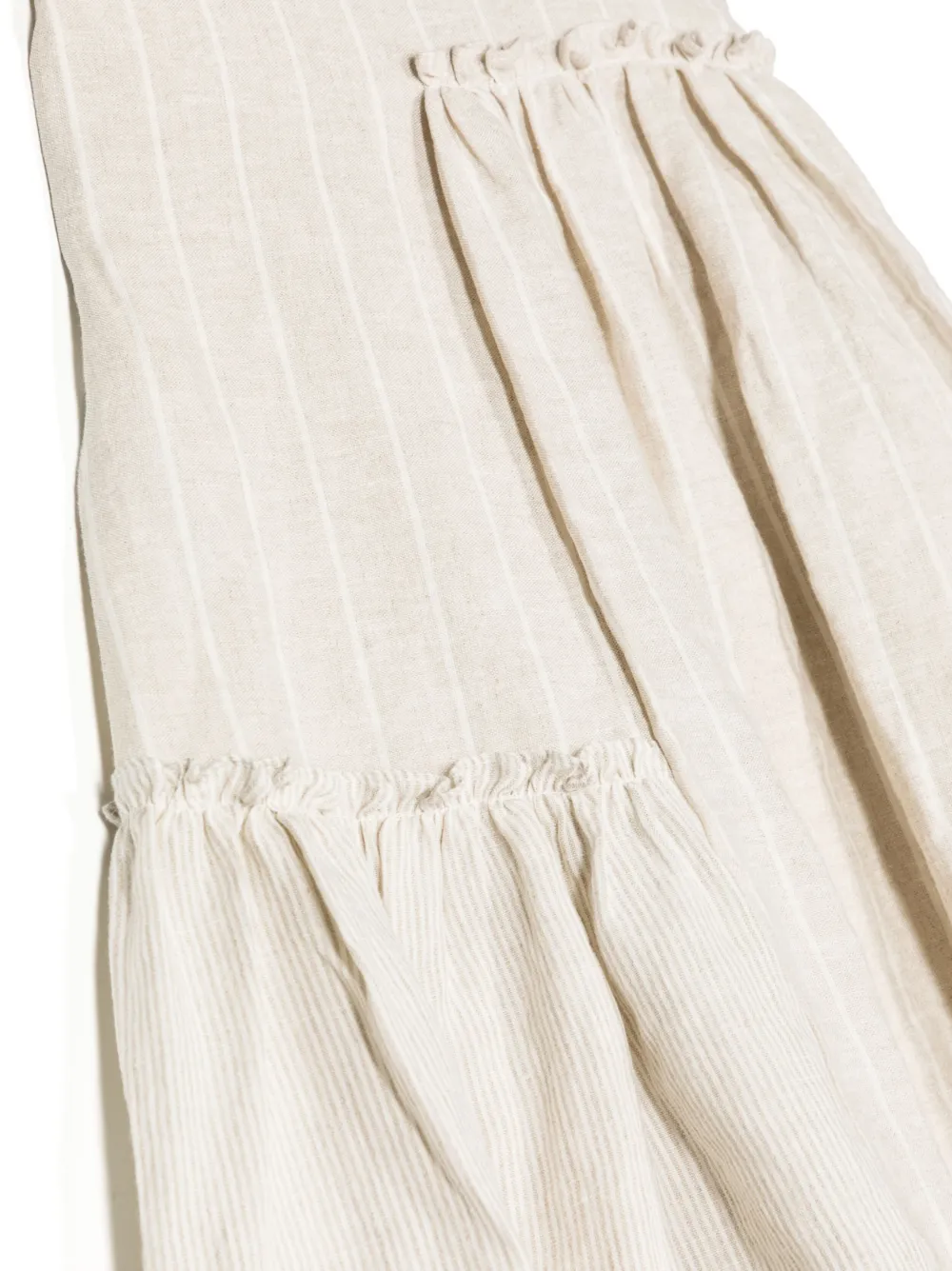 Shop Il Gufo Sleeveless Striped Linen Dress In Neutrals