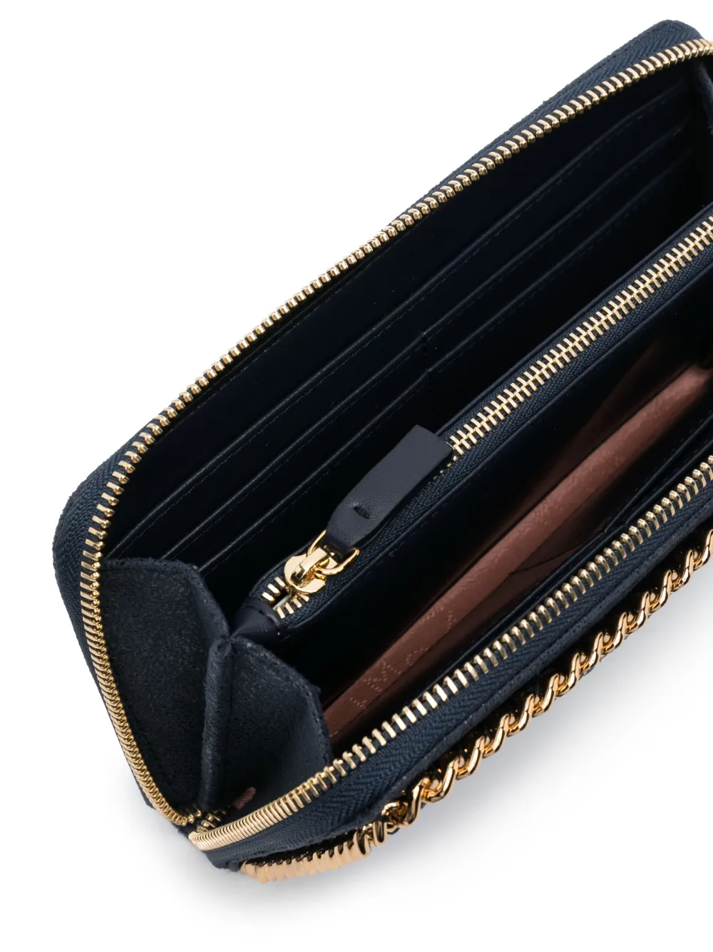 Stella Mccartney Chain-detailed Leather Wallet In Blue