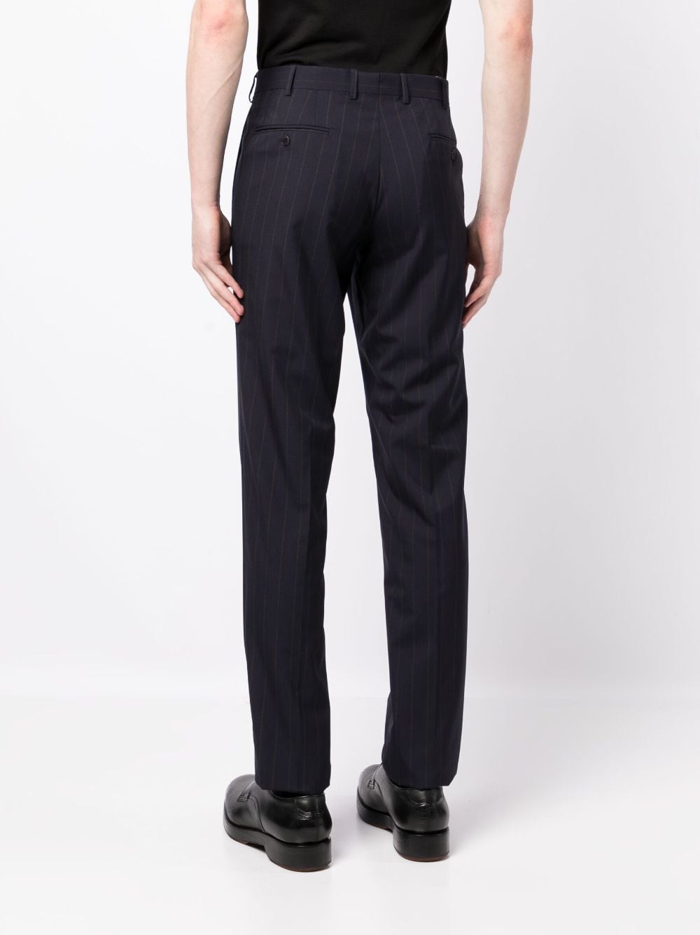 Shop Brioni Striped Straight-leg Trousers In Blue