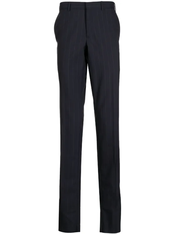 Brioni Striped Straight-leg Trousers in Blue
