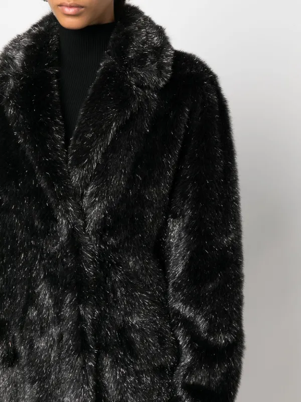 Womens black faux fur coat sale