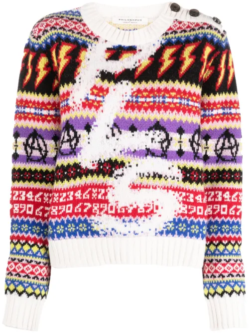 Pull Punk Vibes en maille intarsia - Philosophy Di Lorenzo Serafini - Modalova
