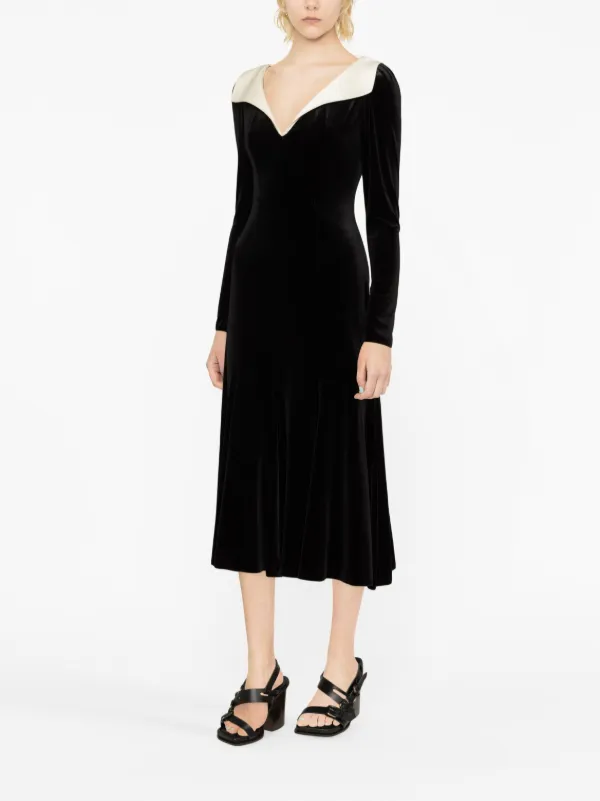 Midi velvet shop dress with sleeves