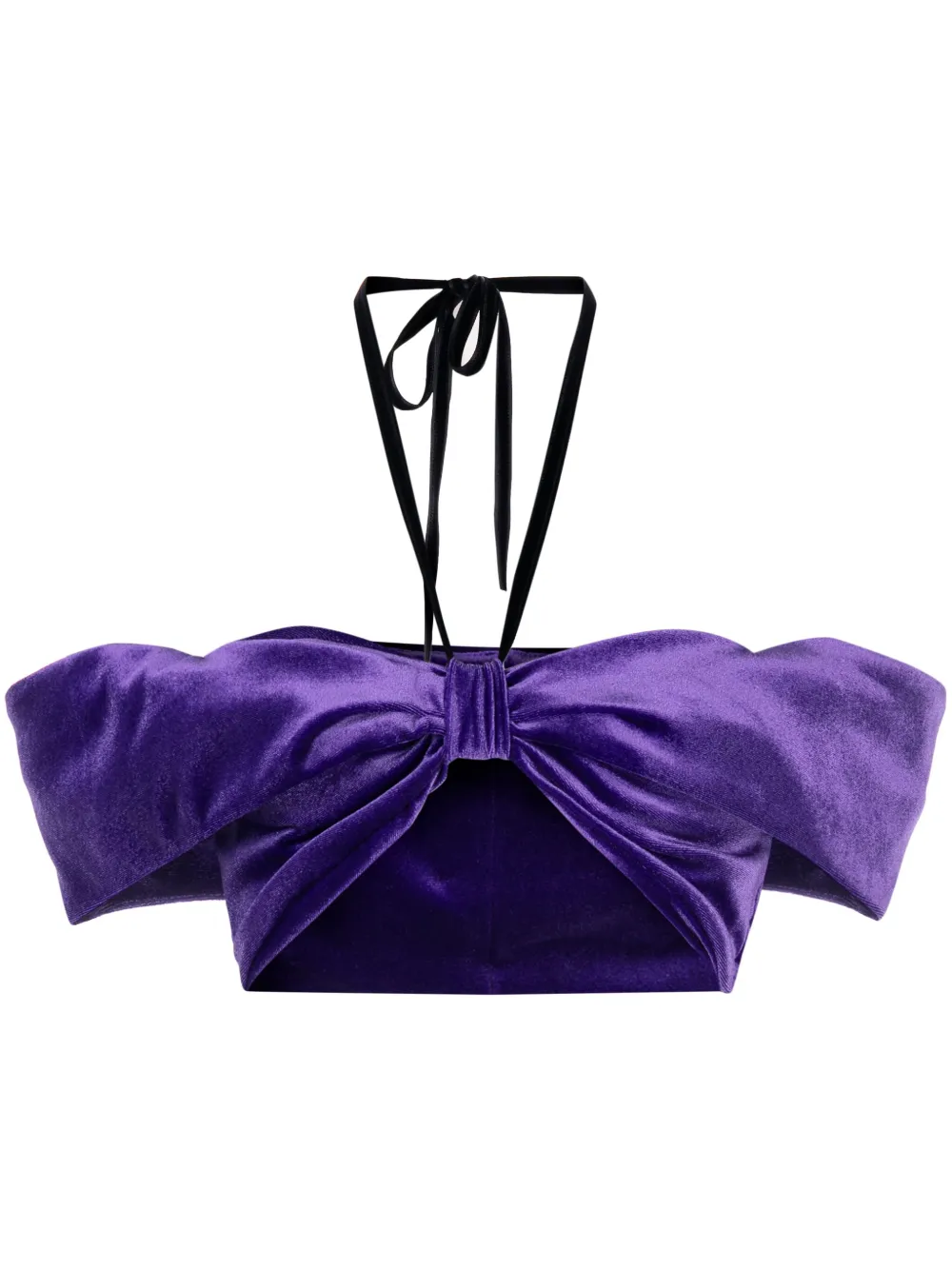 Philosophy Di Lorenzo Serafini velvet-effect halterneck cropped top - Viola