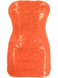 LaQuan Smith floral-lace strapless mini dress - Orange