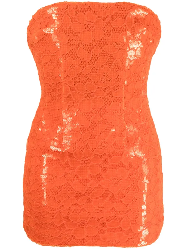 knee length dresses for ladies Veda Strappy Back Ruffle Mini Dress Floral Orange
