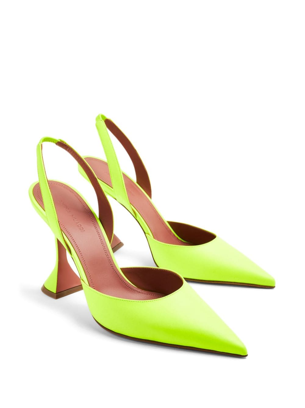 Shop Amina Muaddi Holli 95mm Denim Slingback Pumps In Green