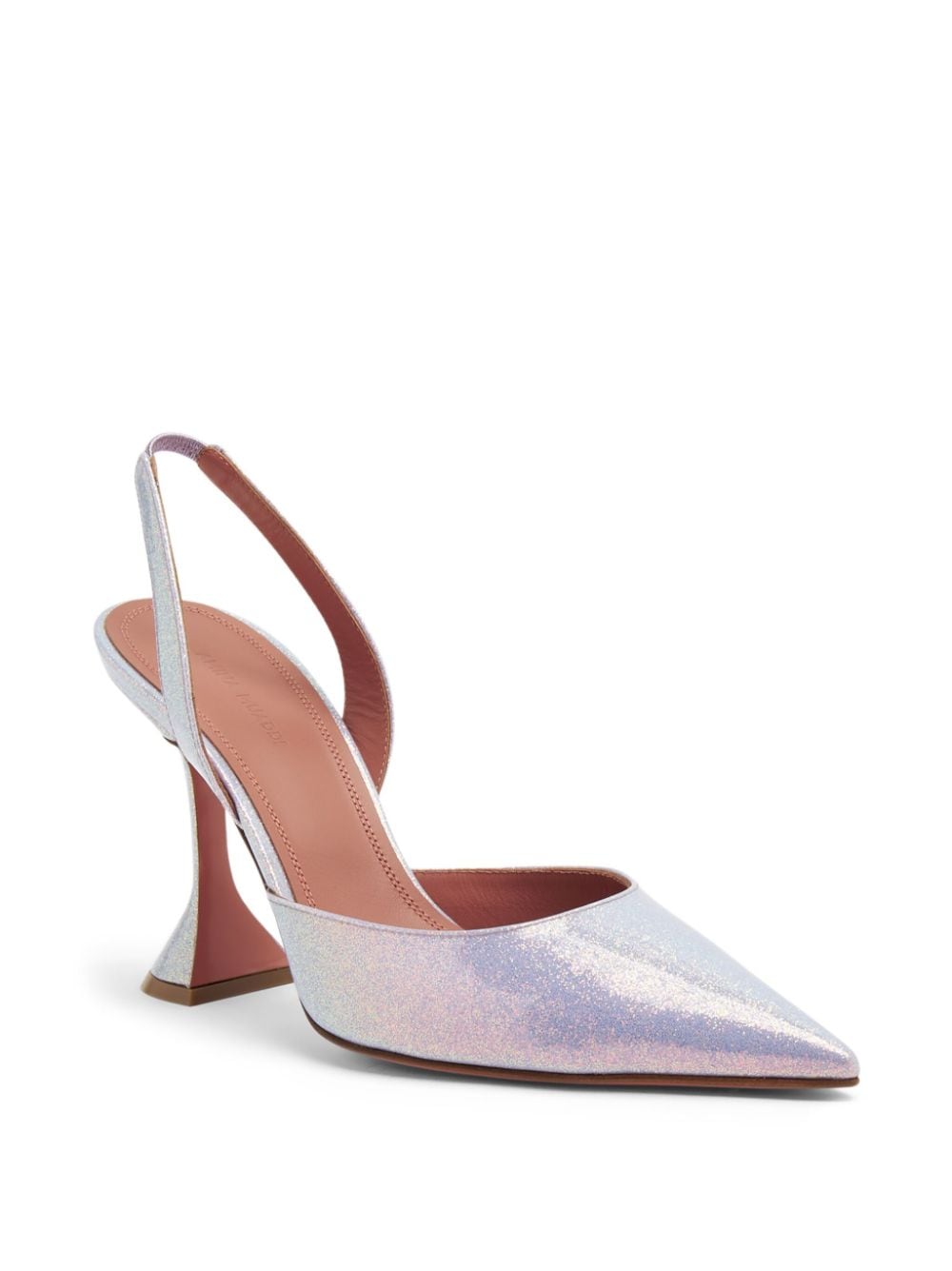 Shop Amina Muaddi Holli 95mm Leather Slingback Pumps In Purple