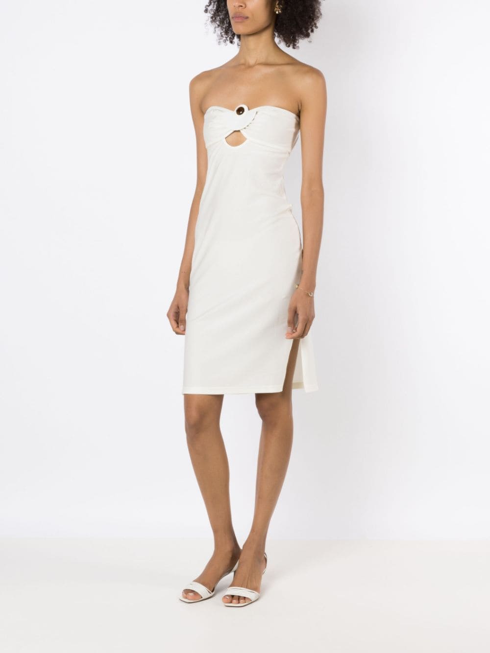 Shop Adriana Degreas Appliqué-detail Strapless Dress In White