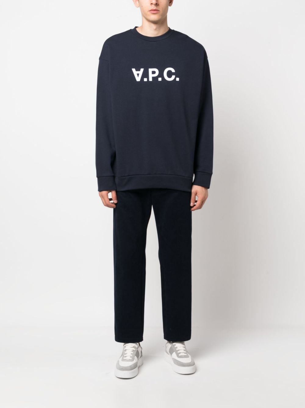 Shop Apc V.p.c. Logo-print Organic-cotton T-shirt In Blue