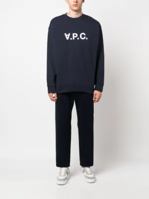 【送料関税込】A.P.C. College Logo Crew Sweatshirt A.P.C. Logo Sweatshirt In Blue - 19% Off | Editorialist