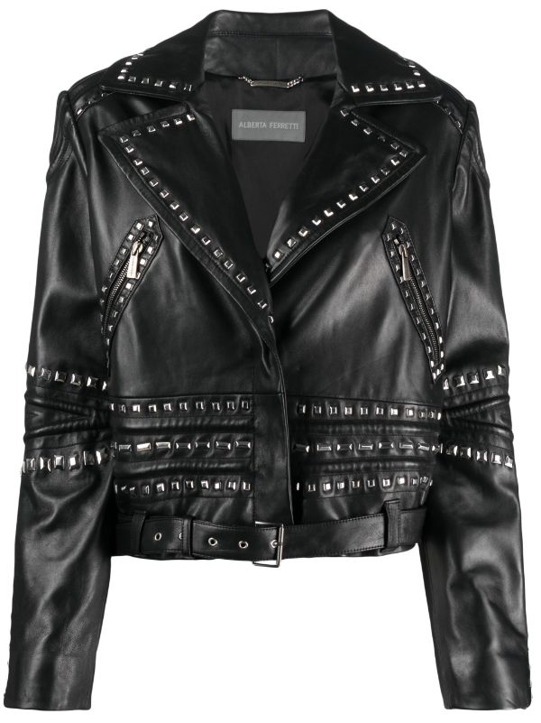 Alberta Ferretti Studded Leather Jacket - Farfetch